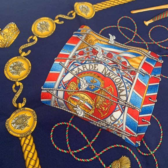 HERMES Les Tambours 100% Silk Scarf + Box - Picture 3 of 10